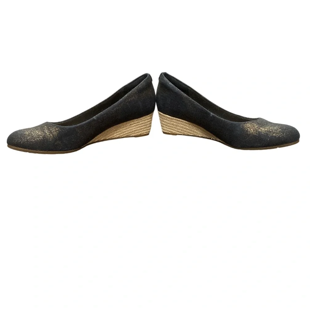 Clarks Black and Gold Wedge Shoes